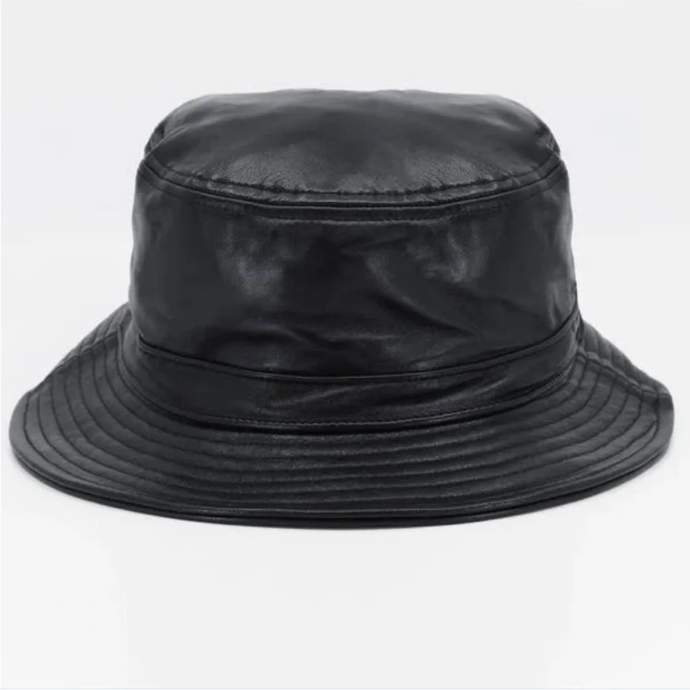 NWOT Brixton - Mathews Bucket Hat - Leather - Unisex - Black medium
